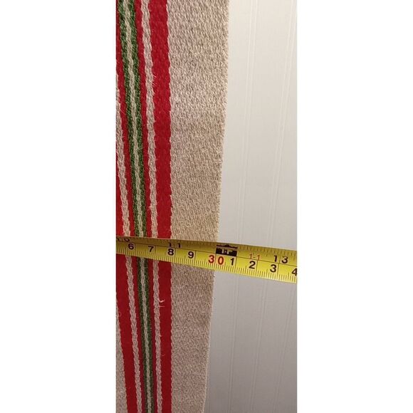 Vintage woven table runner red cream and green long - Picture 7 of 8